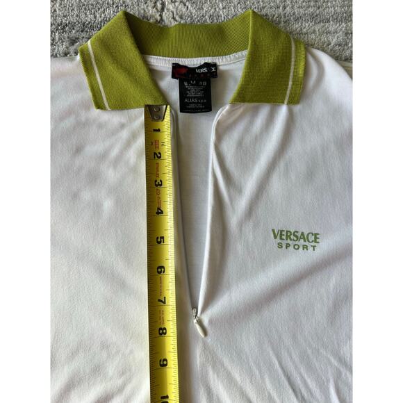 Authentic Versace Sport Alias S.p.a. quarter-zip polo shirt White/Green Medium - Picture 16 of 16